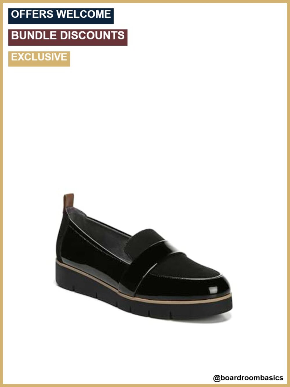 Women's Platform Loafers Slip On Faux Leather Comfort Cushioned